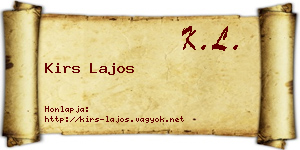 Kirs Lajos névjegykártya